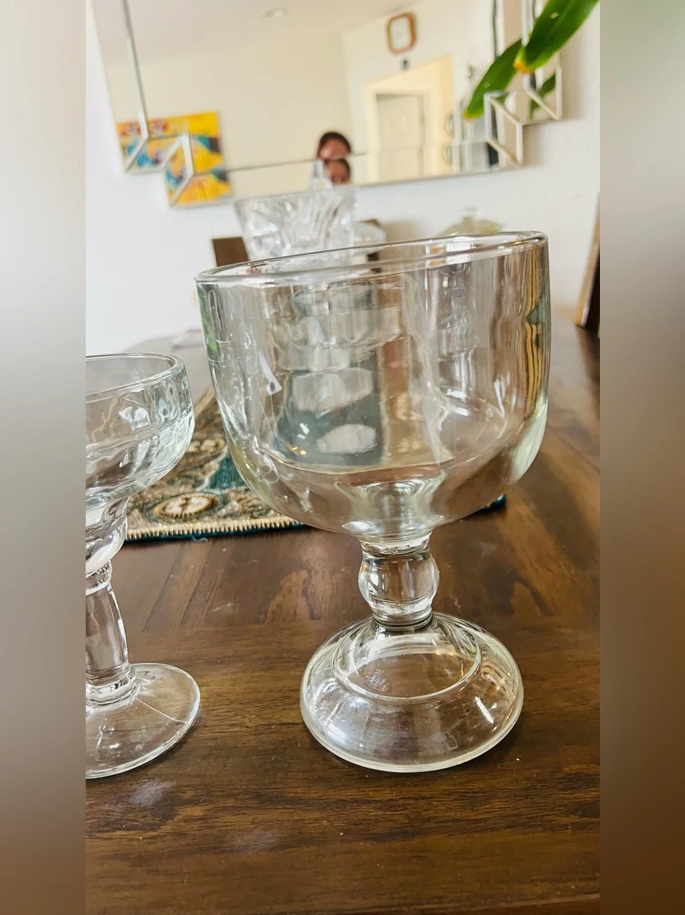 Clear Glass Goblet and Coupe Set - Clear - Unbranded
